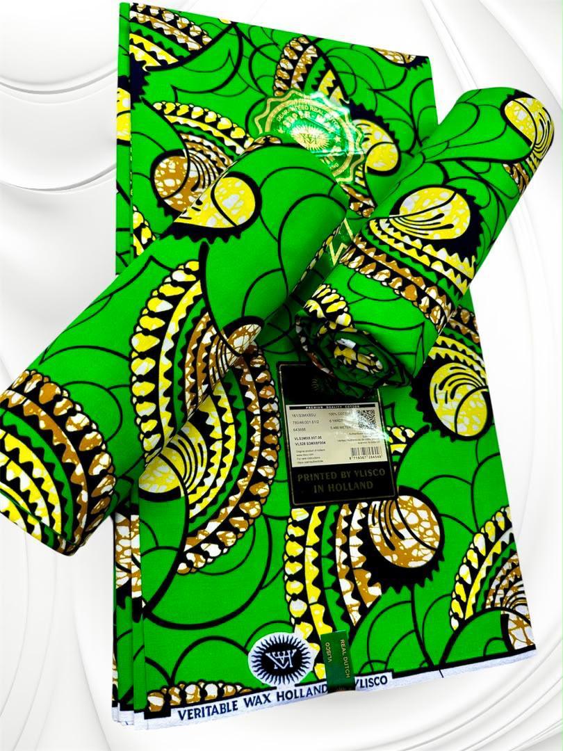 Green and gold statement print