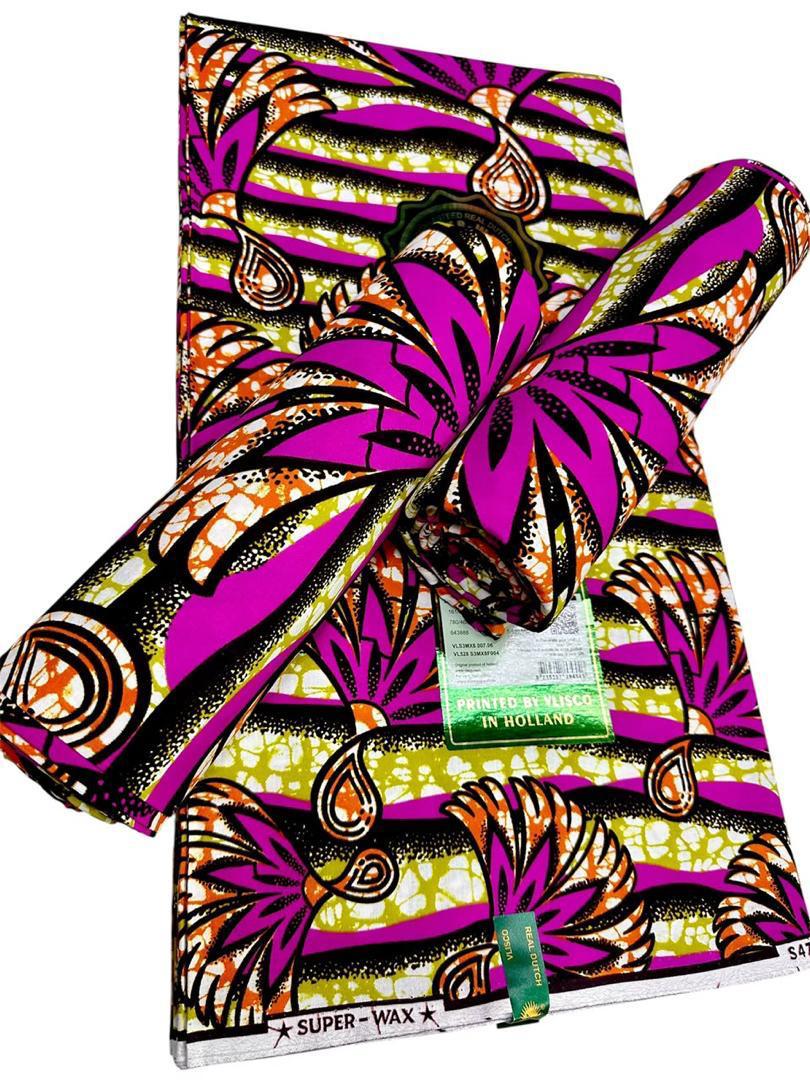 Magenta and multicoloured statement print