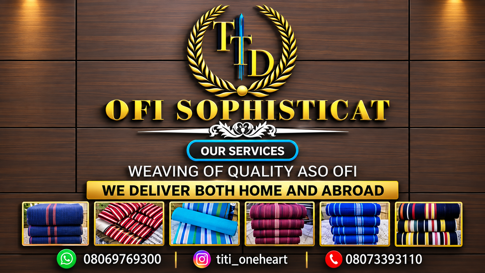 TTD Ofi Sophisticate promotional artwork displaying colourful striped Aso Oke fabrics