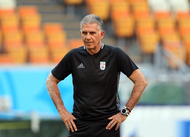 Carlos Queiroz at an Iran training session during the 2018 World Cup. Archival photograph from 24 June 2018.