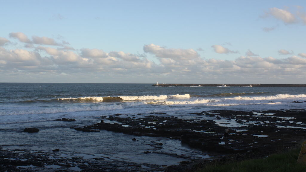 Waves breaking along the East London coastline in South Africa in a 2014 archival photograph