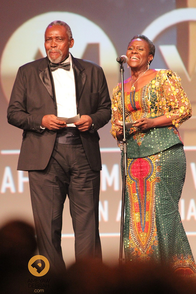 Olu Jacobs and Joke Silva together onstage at the 2014 Africa Magic Viewers’ Choice Awards