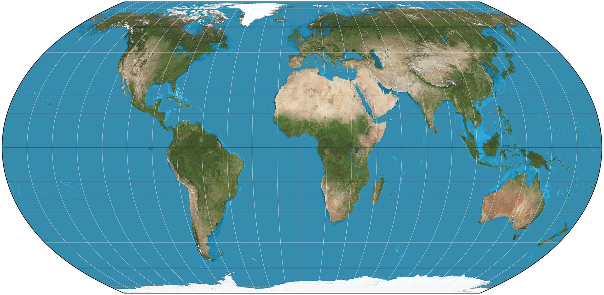 Physical world map drawn in the Equal Earth projection, with Africa shown in correct proportion